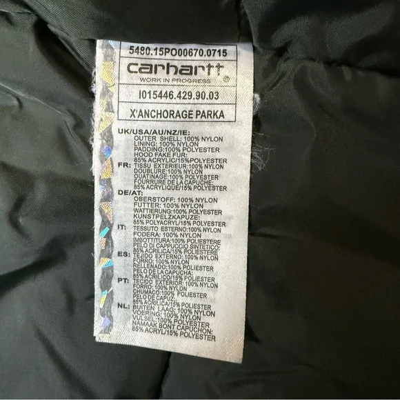 Carhartt Olive Green Hooded Puffer Coat - Picture 10 of 16